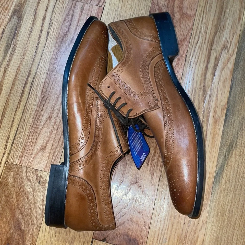 NEW ! Nunn Bush Men's Nelson Wingtip Oxfords dress shoes Cognac  12 M